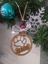 Load image into Gallery viewer, Dog Paw with bone Personalized with name - Wood ornament