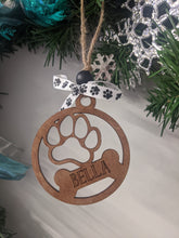 Load image into Gallery viewer, Dog Paw with bone Personalized with name - Wood ornament
