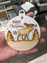 Load image into Gallery viewer, Winter Moose animal round ornament - Wood ornament