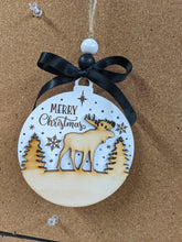 Load image into Gallery viewer, Winter Moose animal round ornament - Wood ornament