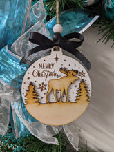 Load image into Gallery viewer, Winter Moose animal round ornament - Wood ornament