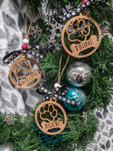 Load image into Gallery viewer, Dog Paw with bone Personalized with name - Wood ornament