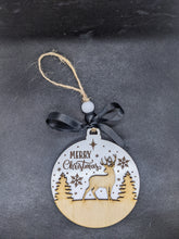 Load image into Gallery viewer, Winter Buck animal round ornament - Wood ornament