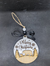 Load image into Gallery viewer, Winter Bear animal round ornament - Wood ornament
