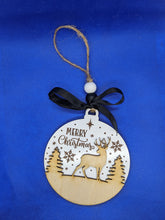 Load image into Gallery viewer, Winter Buck animal round ornament - Wood ornament