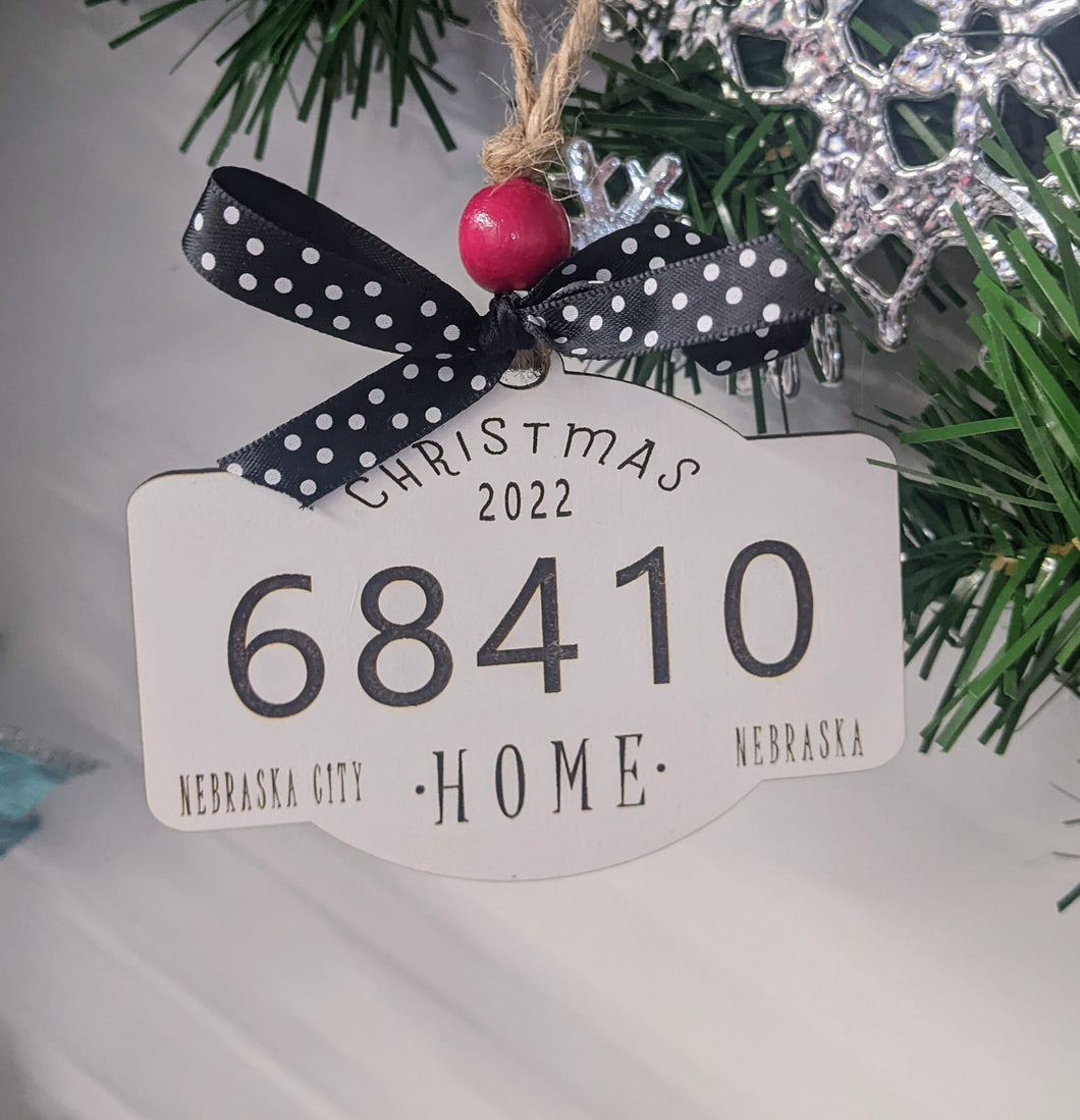 Zip code ornament - Wood ornament