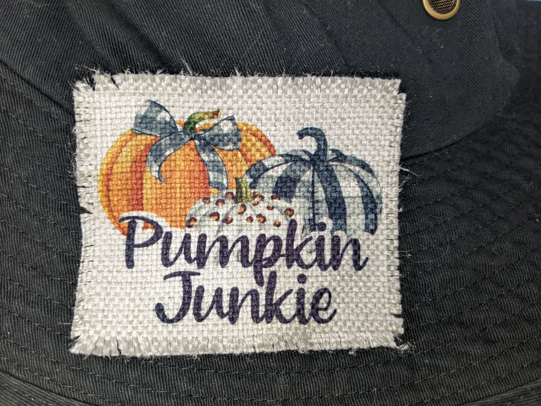 Pumpkin Junkie (three plaid pumpkins) - Sublimated Patch 2